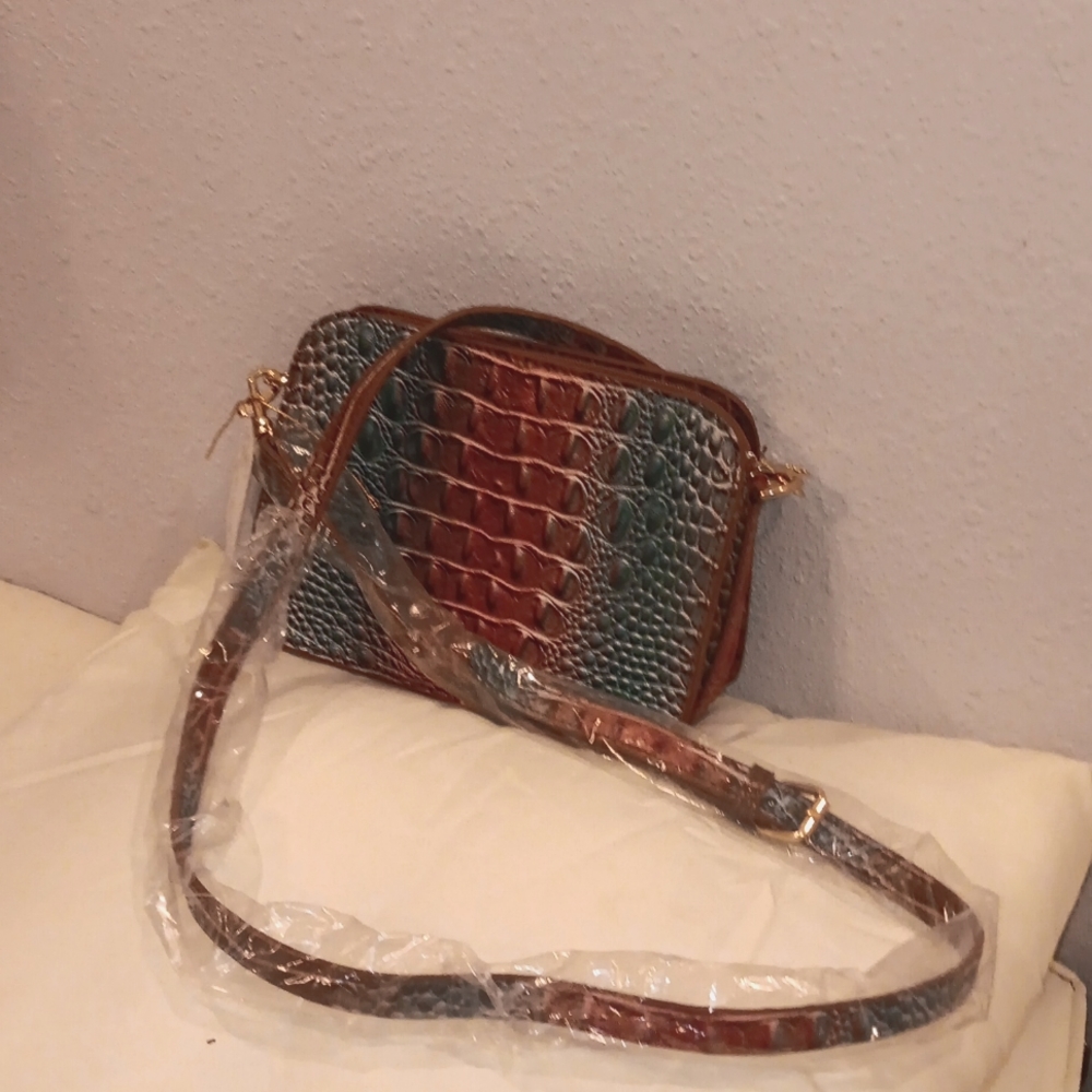 faux crocodile crossbody bag
